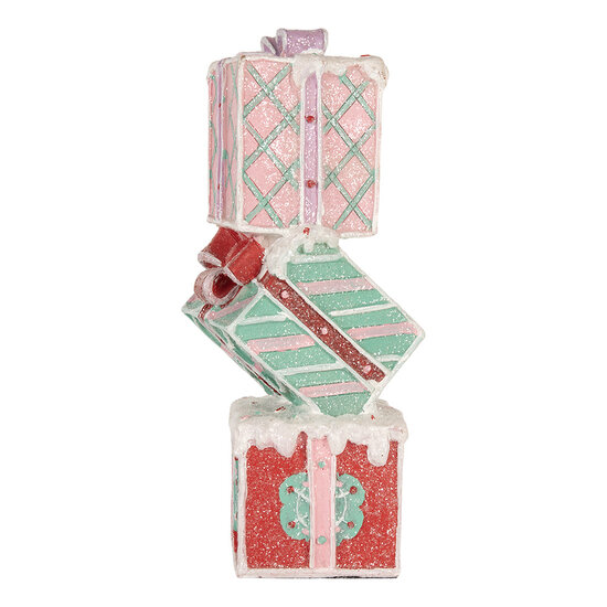 Clayre &amp; Eef   | Decoratie van opgestapelde Cadeautjes Rood Groen 14x16x36 cm | 6PR5848