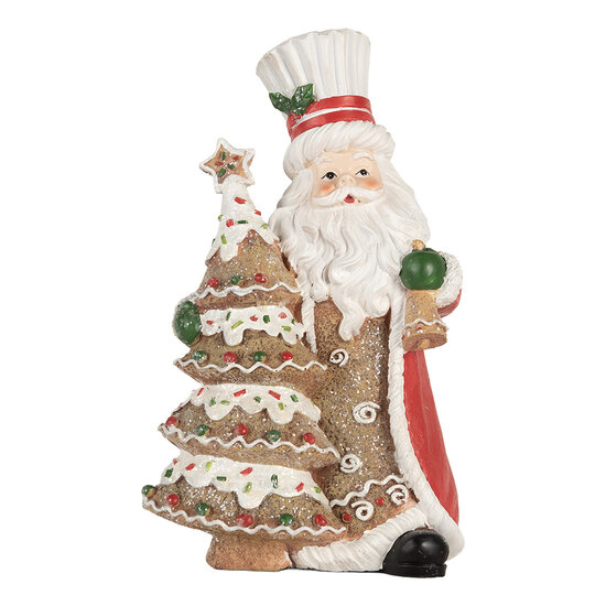 Clayre &amp; Eef   | Kerstdecoratie Kerstman Bruin Rood 15x11x25 cm | 6PR5849