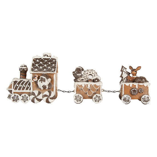 Clayre &amp; Eef   | Decoratie Trein Bruin Wit 33x10x15 cm | 6PR5856