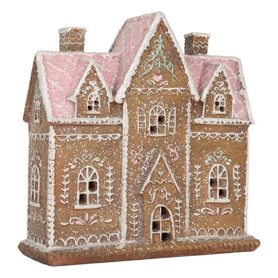 Clayre &amp; Eef   | Decoratie Huis met LED Bruin Roze 21x8x20 cm | 6PR5857