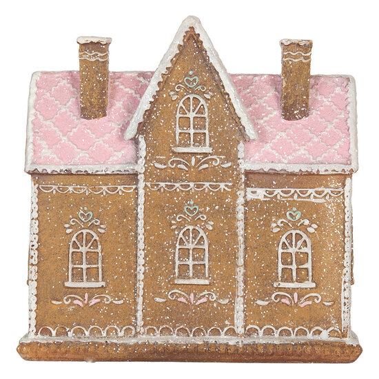 Clayre &amp; Eef   | Decoratie Huis met LED Bruin Roze 21x8x20 cm | 6PR5857