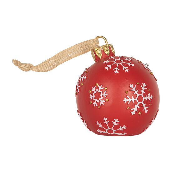 Clayre &amp; Eef   | Decoratie hanger Kerstbal met LED Rood Wit &oslash; 12x14 cm | 6PR5858