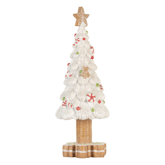 Clayre & Eef | Kerstdecoratie Kerstboom Wit Bruin ø 12x33 cm | 6PR5860