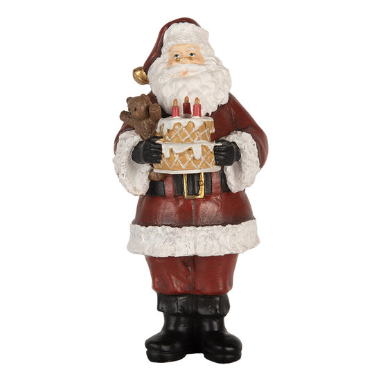 Clayre &amp; Eef   | Kerstdecoratie Kerstman met taart Rood Wit 10x10x21 cm | 6PR5862