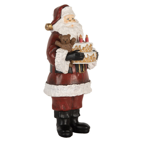 Clayre &amp; Eef   | Kerstdecoratie Kerstman met taart Rood Wit 10x10x21 cm | 6PR5862