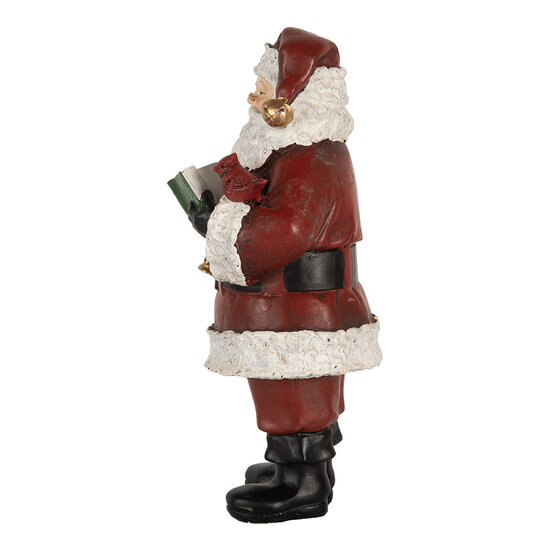 Clayre &amp; Eef   | Kerstdecoratie Kerstman met boek Rood Wit 10x10x21 cm | 6PR5863