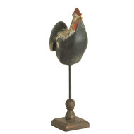Clayre & Eef | Decoratie Beeld Haan Zwart 16x8x34 cm | 6PR0146