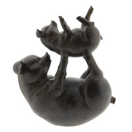 Clayre & Eef | Decoratie Beeld Varken Grijs 27x13x32 cm | 6PR2429