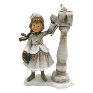 Decoratie kind bij brievenbus 8*4*12 cm Wit | 6PR2789 | Clayre & Eef