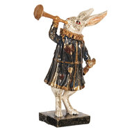Clayre & Eef | Decoratie Beeld Konijn Zwart, Wit 8x4x12 cm | 6PR2524