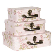 Clayre & Eef | Decoratie koffer Set van 3 Roze 30x21x9/25x18x9/20x16x8 cm | 64751
