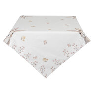 Clayre & Eef | Tafelkleed Bruin, Wit, Roze 100x100 cm | REB01