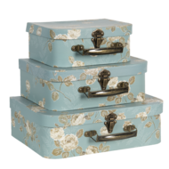 Clayre & Eef | Decoratie koffer Set van 3 Groen 30x21x9/25x18x9/20x16x8 cm | 64753