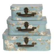 Clayre & Eef | Decoratie koffer Set van 3 Groen 30x21x9/25x18x9/20x16x8 cm | 64753