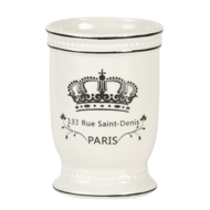 Clayre & Eef | Badkamerset Set van 4 Kroon Beige 15x10x2 cm/7x6x19 cm/7x6x11 cm/7x6x11 cm | 64774