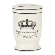 Clayre & Eef | Badkamerset Set van 4 Kroon Beige 15x10x2 cm/7x6x19 cm/7x6x11 cm/7x6x11 cm | 64774