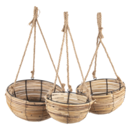 Clayre & Eef | Plantenhanger Binnen Set van 3 Bruin ø 28x15 / 24x14 / 20x11 cm | 6RO0511