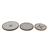 Clayre & Eef | Serveerschalen Set van 3 Meerkleurig ø 28x2 / ø 23x2 / ø 20x2 cm | 6H1976