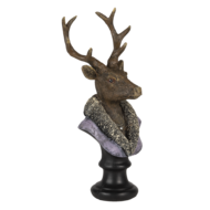 Clayre & Eef | Decoratie Beeld Hert Bruin, Paars 10x9x23 cm | 6PR4612