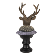 Clayre & Eef | Decoratie Beeld Hert Bruin, Paars 10x9x23 cm | 6PR4612