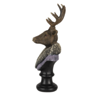 Clayre & Eef | Decoratie Beeld Hert Bruin, Paars 10x9x23 cm | 6PR4612
