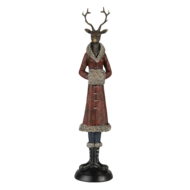 Clayre & Eef | Decoratie Beeld Hert Rood 8x8x35 cm | 6PR4618