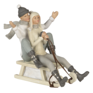 Clayre & Eef | Decoratie Beeld Paar Grijs, Wit 19x14x17 cm | 6PR4660