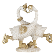 Clayre & Eef | Decoratie Beeld Zwaan Wit, Goudkleurig 18x8x17 cm | 6PR4686