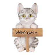 Clayre & Eef | Decoratie Beeld Kat Wit, Grijs 12x9x19 cm | 6PR3367