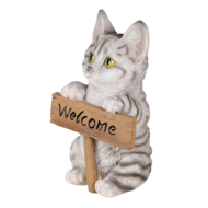 Clayre & Eef | Decoratie Beeld Kat Wit, Grijs 12x9x19 cm | 6PR3367