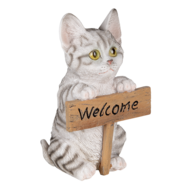 Clayre & Eef | Decoratie Beeld Kat Wit, Grijs 12x9x19 cm | 6PR3367
