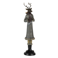 Clayre & Eef | Decoratie Beeld Hert Grijs 9x8x36 cm | 6PR4619
