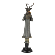 Clayre & Eef | Decoratie Beeld Hert Grijs 9x8x36 cm | 6PR4619