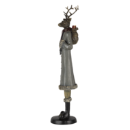 Clayre & Eef | Decoratie Beeld Hert Grijs 9x8x36 cm | 6PR4619