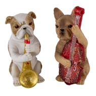 Clayre & Eef | Decoratie Beeld Set van 3 Honden Bruin, Wit 4x6x10 cm | 6PR4684