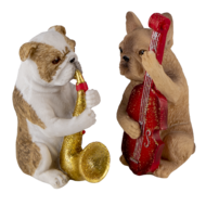 Clayre & Eef | Decoratie Beeld Set van 3 Honden Bruin, Wit 4x6x10 cm | 6PR4684
