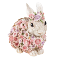 Clayre & Eef | Decoratie Beeld Konijn Wit, Roze 19x12x18 cm | 6PR3333