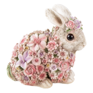 Clayre & Eef | Decoratie Beeld Konijn Wit, Roze 19x12x18 cm | 6PR3333