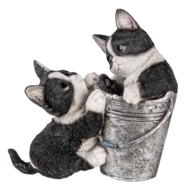 Clayre & Eef | Decoratie Beeld Katten Zwart, Wit 23x13x18 cm | 6PR3335
