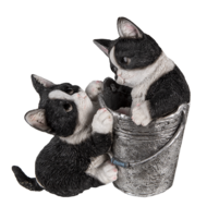 Clayre & Eef | Decoratie Beeld Katten Zwart, Wit 23x13x18 cm | 6PR3335