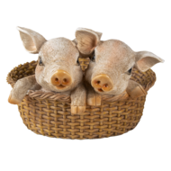 Clayre & Eef | Decoratie Beeld Varken Bruin Roze 11x11x16 cm | 6PR3337