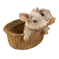 Clayre & Eef | Decoratie Beeld Varken Bruin Roze 11x11x16 cm | 6PR3337