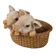 Clayre & Eef | Decoratie Beeld Varken Bruin Roze 11x11x16 cm | 6PR3337