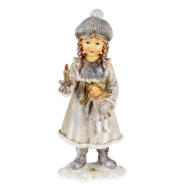 Clayre & Eef | Decoratie Beeld Meisje Grijs, Wit 8x7x19 cm | 6PR4667