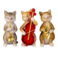 Clayre & Eef | Decoratie Beeld Set van 3 Katten Beige, Bruin, Grijs 4x6x10 cm | 6PR4683