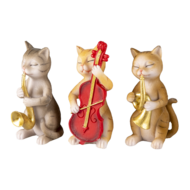 Clayre & Eef | Decoratie Beeld Set van 3 Katten Beige, Bruin, Grijs 4x6x10 cm | 6PR4683
