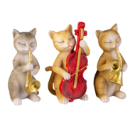 Clayre & Eef | Decoratie Beeld Set van 3 Katten Beige, Bruin, Grijs 4x6x10 cm | 6PR4683