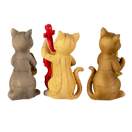 Clayre & Eef | Decoratie Beeld Set van 3 Katten Beige, Bruin, Grijs 4x6x10 cm | 6PR4683