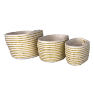 Clayre & Eef | Opbergmanden Set van 3 Wit 28x14x14 / 26x12x12 / 24x10x12 cm | 6RO0527