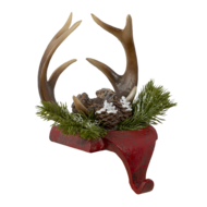 Clayre & Eef | Haak Kerstsok Gewei Rood, Bruin 18x24x15 cm | 6PR3421